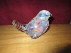Fenton Opalescent Glass Hand painted Bird Figurine-Pink Flowers-Signed
