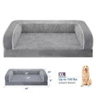 X-Large Dog Bed Orthopedic Foam 3Side Bolster Gray Pet Sofa with Removable Cover