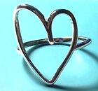 Large Abstract Open Heart Ring  Sterling Silver  Sz8