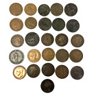Lot Of 26 Large WORLD COPPER COINS As Early As 1855 Nice Estate Discovery