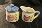 Laurie Gates Los Angeles Pottery Set of 2 Sugar Creamer Dishes Apple Blue Speck