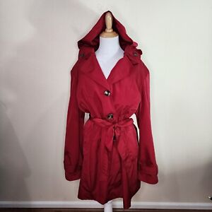 Liz Claiborne Oxblood Red Belted Trench Coat Womens Plus Size 2X Jacket