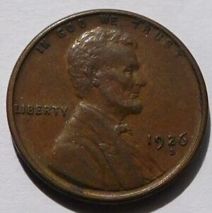 1926-S Lincoln Wheat Cent VF/XF scratch, Better Date 1C Penny San Francisco coin