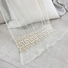Vintage French net curtain with lace 1930's white sheer transparent