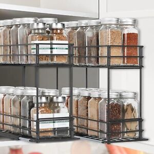 2 Pack Pull Out Spice Rack Organizer Rustproof 2-Tier Kitchen Rack for Cabinet