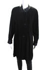 Overland Womens Suede Crew Neck Button Down Coat Black Size 4