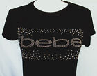 BEBE Tee Shirt Women Size S Black Bling Logo