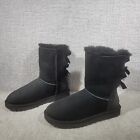 UGG Mini Bailey Bow II Women's Size US 9 Black Soft Suede Shearling Snow Boots
