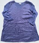J. Jill Size Medium 100% Linen Tunic 3/4 Sleeve Blue Blouse Top Linen Love