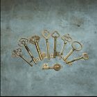9pcs/set Vintage Antique Bronze Skeleton Keys Cabinet Barrel Old Lock For Diy