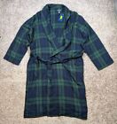Polo Ralph Lauren Robe Mens L/XL Sleepwear Blue Green Plaid Belted Cotton NEW