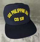 Vintage New Era USS Philippine Sea Ship CG58 Snapback Hat Made in USA Rare GUC