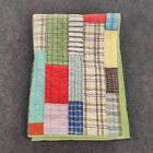 Pottery Barn Kids Quilt Blue Red Crib Plaid Patchwork Cotton Country Nautical