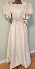 1880's Victorian Wedding Gown Antique Ivory Bodice & Skirt w/Sash Puff Sleeves