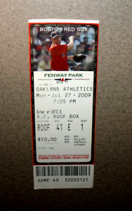 Boston Red Sox 7/27/2009 Ticket Stub vs Oakland A's Pedroia HR Josh Beckett 10Ks