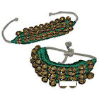 Green Pads Ghungroo Pair 3 Lines Of Brass Bells Mounted On Good Quality Ghangru