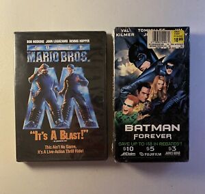 Batman Forever VHS , Super Mario Bros DVD , T2 DVD All 3 New Sealed Jim Carey