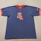 Vintage Boston Red Sox Shirt Mens Medium Blue Red Ringer MLB Nike Center Check