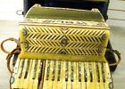 Italian Mother of Pearl Accordion with Case & Strap, Antique
