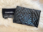 Chanel Black Patent Leather Grand Shopping Tote GST Classic Quilted CC Bag