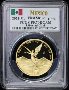 2021-Mo Mexico 1 oz Onza Gold Proof Libertad PCGS PR 70 DCAM First Strike PF