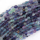 6mm - 8mm natural rainbow fluorite pebble nugget beads 15.5