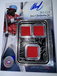 Jazz Chisholm Jr. 2023 Topps Sterling Auto Patch 2/10 #STCO-JC (NUMBER MATCH)