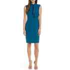 Harper Rose Tie Neck Sheath Dress Size 0 Peacock Blue NEW Sleeveless Fitted