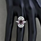 Art Deco Vintage Style 2Ct Lab-Created Garnet Wedding Engagement 925 Silver Ring
