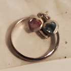 VINTAGE AVON 1998 SILVER & HEART SHAPED STONES DANGLE RING POSSIBLY SIZE 7