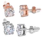 Buyless Fashion Womens and Girls Stud Earrings 2 Pair White & Rose Gold Crystal