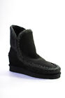 Mou Womens Sheepskin Pull On Woven Trim Ankle Snow Boots Black Size 40 10