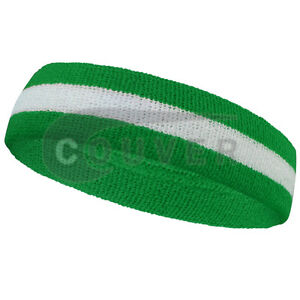 Couver Premium Quality Sport Athletic White 2-Colors Stripe Head sweatband