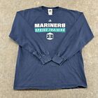 Seattle Mariners Shirt Mens Large Blue Long Sleeve Cotton Spellout MLB Majestic