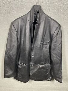 ALFANI Black Gen. Leather Men's Coat Jacket Adults Exclusively For Macy's Sz 50R