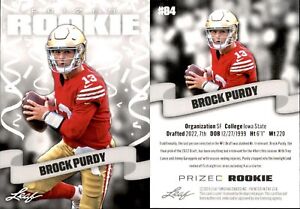 2023 Leaf Prized Rookie Brock Purdy RC Rookie #04 San Francisco 49ers