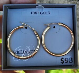 10k Gold Hoop Earrings Snap Closure Back Fine Nice 1