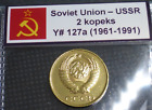 Cold War Coin - 2 Kopeks Soviet Union USSR CCCP Hammer Sickle Communism Russia