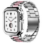 For Apple Watch Series 9 8 Stainless Steel Band Strap+TPU Case 7 6 5 4 3 SE 44mm