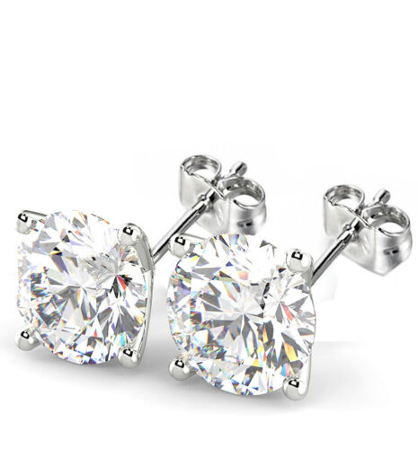 1.04 Ct Round Cut VVS2/D Diamond Stud Earrings 14K White Gold