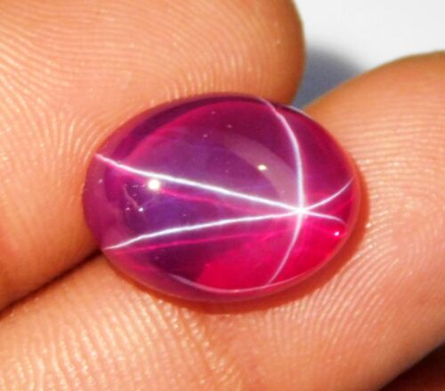 13-14 Cts. Natural Certified Transparent Star Ruby Oval Cabochon 6 Rays h90
