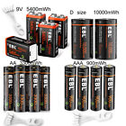 Lot EBL 1.5V AA AAA 9V D Cell USB Battery Lithium li-ion Rechargeable Batteries