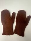 Early PRIMITIVE Antique Handmade BROWN Wool CHILD'S Mittens Gloves 1 Day Ship!👍