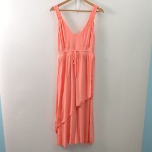 Fresh Produce Dress Womens Large Pink/Orange Sleeveless V-Neck Layered Tie