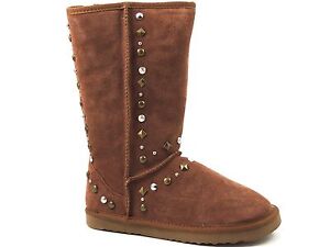 Style&co. Women's Bolted Snow, Winter Boots Tan Chestnut Leather Size 9 M
