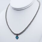 Return To Tiffany & Co Silver Mini Heart Pendant 4mm Beaded Necklace 16
