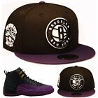 New Era Brooklyn Nets Snapback Hat Match Air Jordan 12 Retro Black Purple Cap