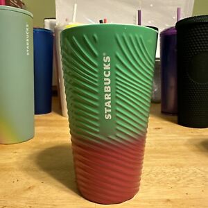 Starbucks Swirl Ceramic Coffee Travel Tumbler Mug - Pink/ Green - NEW