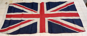 51x24in Antique Union Jack Flag stitched linen Panel British United Kingdom WWI