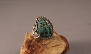 Old Pawn Navajo Turquoise Nugget Ring  Size 8 3/4